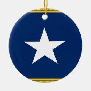 Bonnie Blue Flagga First Texas Cofederate Voluntee Julgransprydnad Keramik