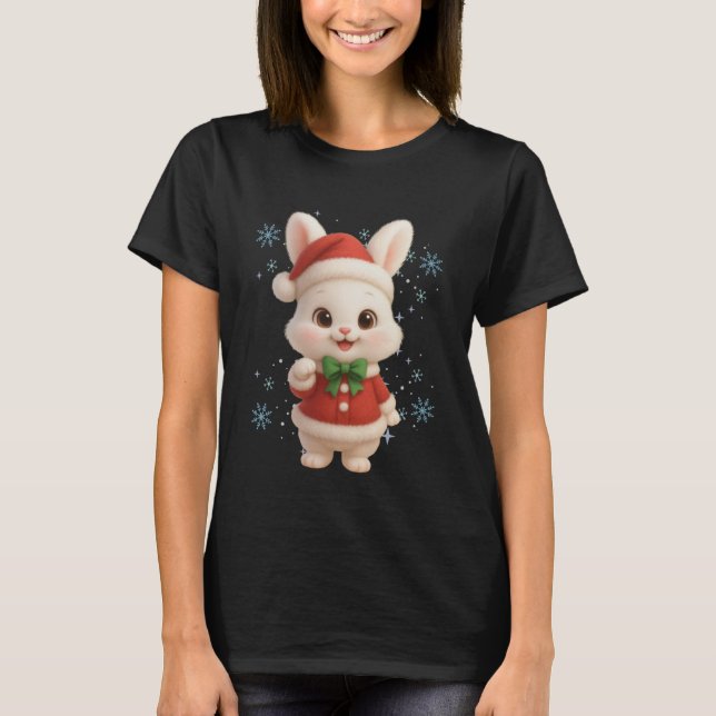 Bonnie Christmas Snowflake, Cute Fluffy Bunny Holi T Shirt (Framsida)