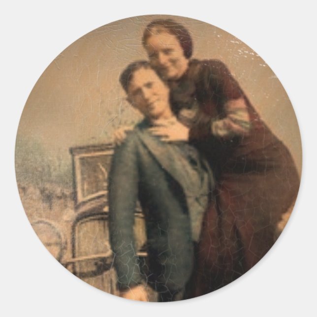 Bonnie & Clyde Runt Klistermärke (Framsida)