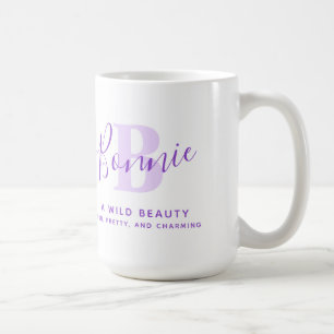 Bonnie namn betyder monogram B lila text Kaffe  Kaffemugg