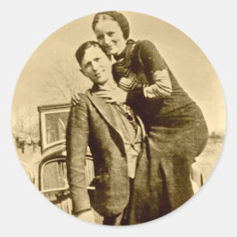 Bonnie och Clyde - Barrow Gang Runt Klistermärke