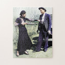 Bonnie och Clyde Fooling runt 1934 Färg Redux Pussel