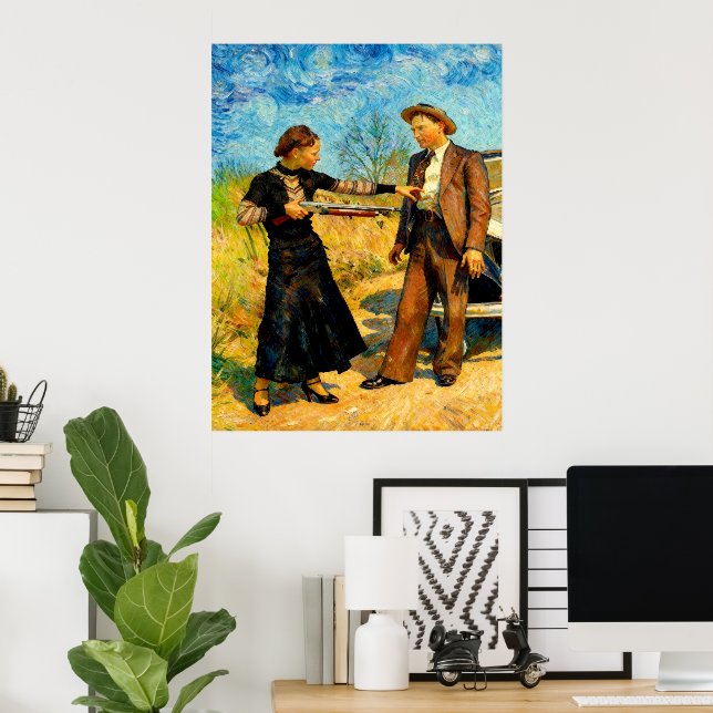 Bonnie och Clyde pillar runt 1934 AI-målning Poster (Hemmakontoret)