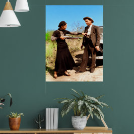 Bonnie och Clyde pillar runt 1934 Färg Redux Poster