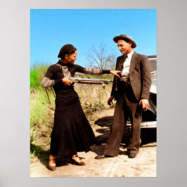 Bonnie och Clyde pillar runt 1934 Färg Redux Poster