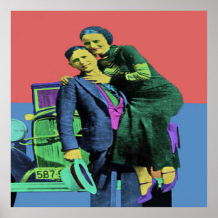 Bonnie och Clyde Pop Art Poster