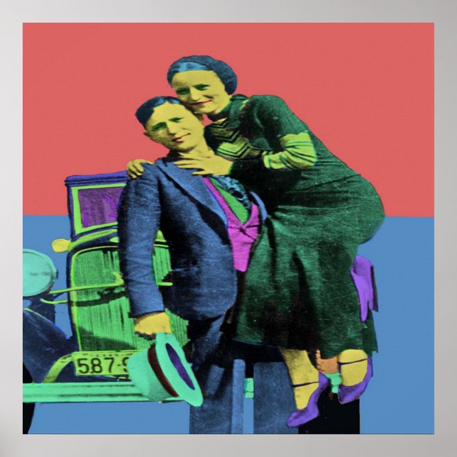 Bonnie och Clyde Pop Art Poster (Framsidan)