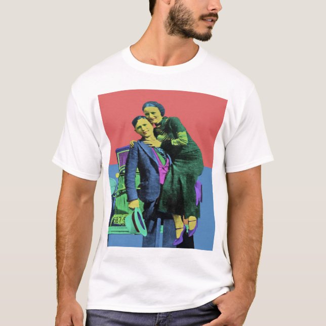 Bonnie och Clyde Pop Art T Shirt (Framsida)