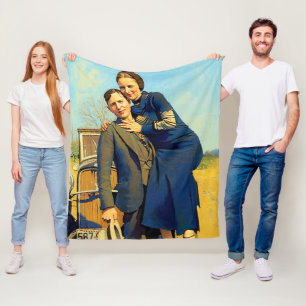 Bonnie Parker Clyde Barrow 1933 Falsk Målning Fleecefilt