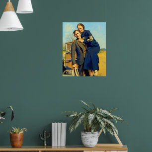 Bonnie Parker Clyde Barrow 1933 Falsk Målning Poster