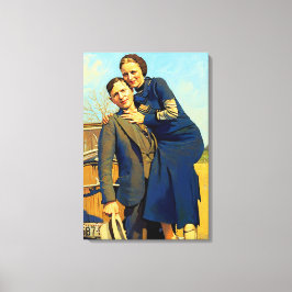 Bonnie Parker Clyde Barrow 1933 Faux Painting Canvastryck