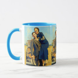 Bonnie Parker Clyde Barrow 1933 Faux Painting Mugg