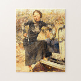 Bonnie Parker röker en cigarr 1933 AI-målning Pussel