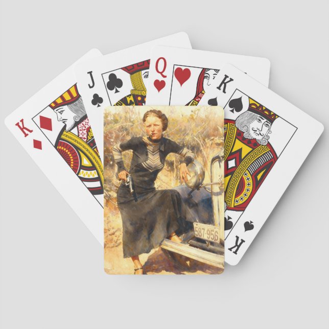 Bonnie Parker Smoking A Cigar 1933 AI Painting Casinokort (Baksidan)