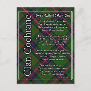 Bonnie Scotland I Adore The Klan Cochrane Tartan Vykort