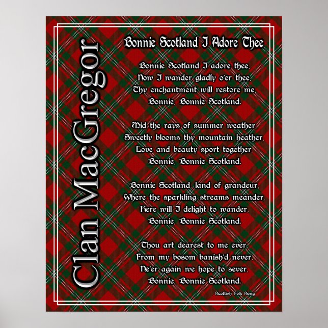 Bonnie Scotland I Adore The Klan MacGregor Tartan Poster (Framsidan)