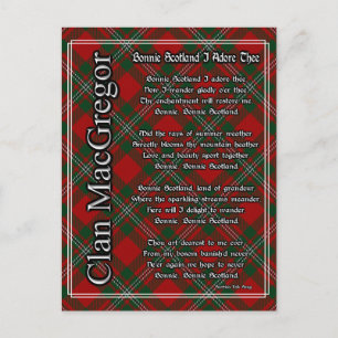 Bonnie Scotland I Adore The Klan MacGregor Tartan Vykort