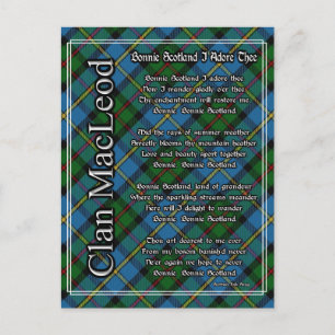 Bonnie Scotland I Adore The Klan MacLeod Tartan Vykort