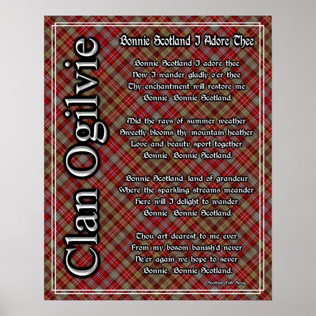 Bonnie Scotland I Adore The Klan Ogilvie Tartan Poster (Framsidan)