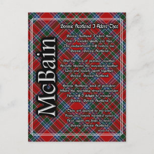 Bonnie Scotland I Adore Thee Klan McBain Tartan Vykort