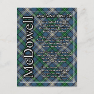 Bonnie Scotland I Adore Thee Klan McDowell Tartan Vykort