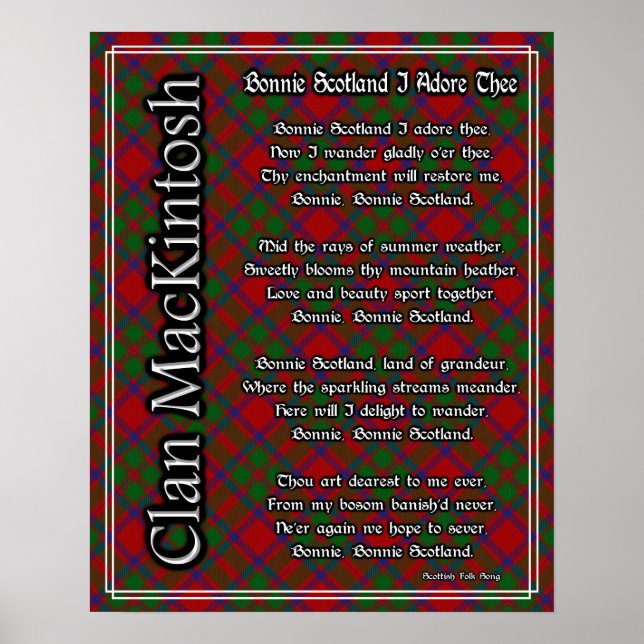 Bonnie Scotland I Adore Thee MacKintosh Tartan Poster (Framsidan)