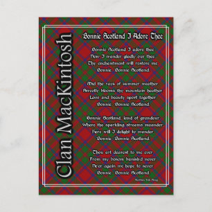 Bonnie Scotland I Adore Thee MacKintosh Tartan Vykort