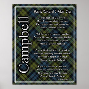 Bonnie Scotland I Adore Thét Campbell Tartan Poster