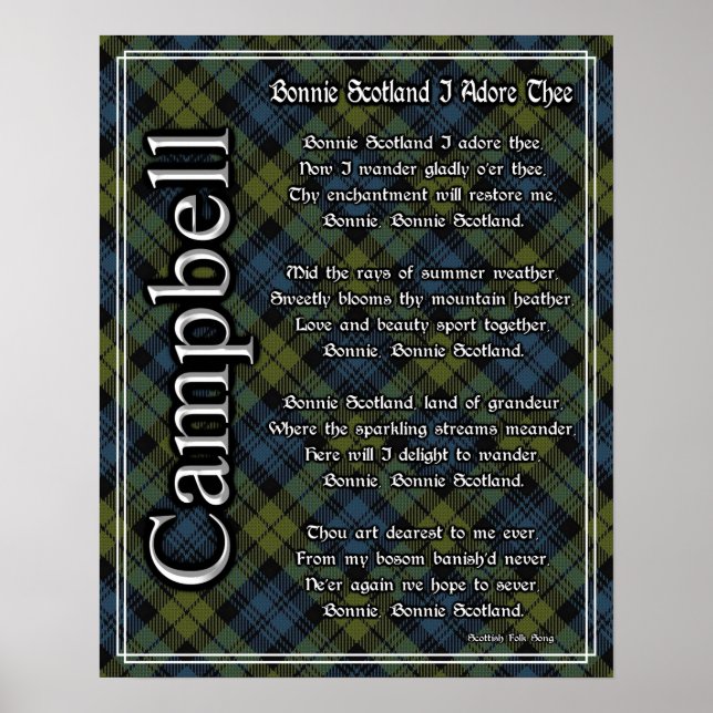 Bonnie Scotland I Adore Thét Campbell Tartan Poster (Framsidan)