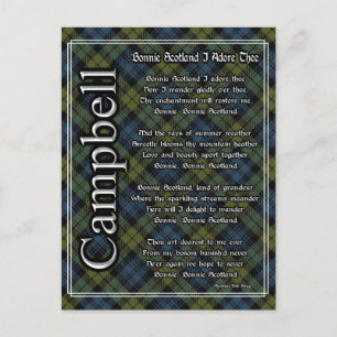 Bonnie Scotland I Adore Thét Campbell Tartan Vykort