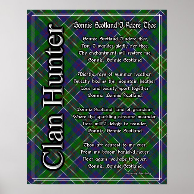 Bonnie Scotland I Adore Thors Klan Hunter Tartan Poster (Framsidan)