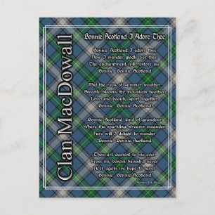 Bonnie Scotland I Adore Thors Klan MacDowall Tarta Vykort