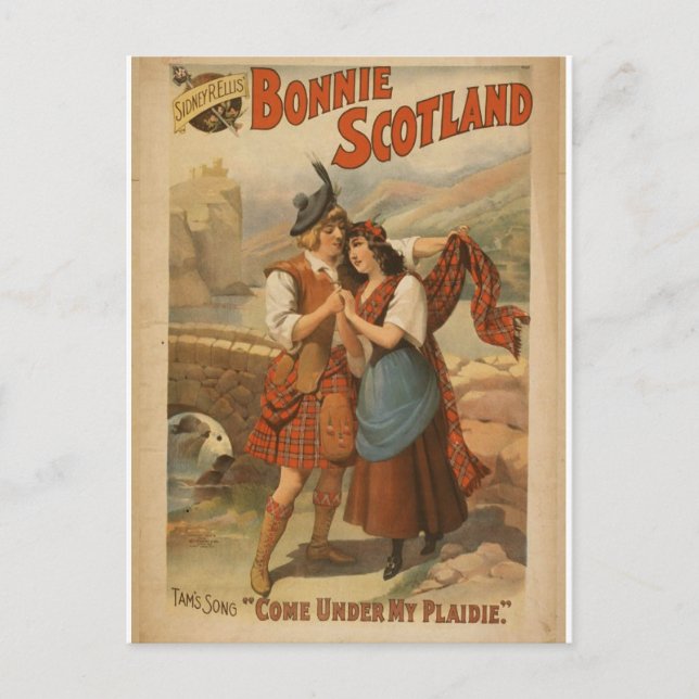 Bonnie Scotland, "Kom under min Plaidie" Retro The Vykort (Framsida)