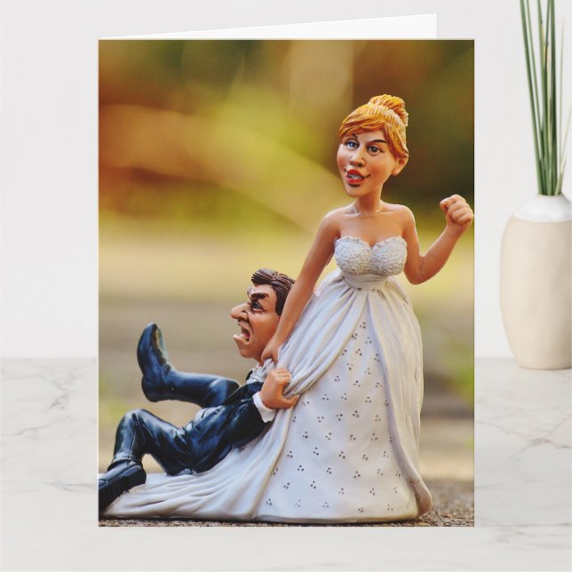 BONNY BRÖLLOP Greeting Card, motvillig Groom GIANT Kort (Framsida)