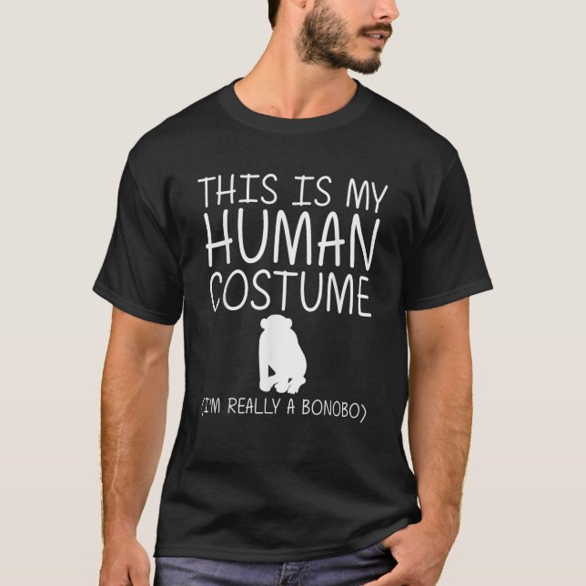 Bonobo Easy Halloween Human Costume Chimpanzee Ape T Shirt (Framsida)