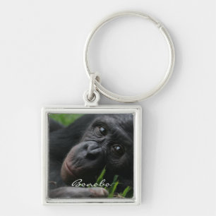 Bonobo Fyrkantig Silverfärgad Nyckelring