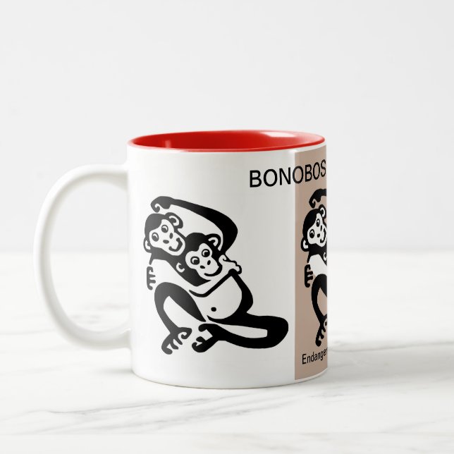 BONOBOS - Cheeky Monkey - Wildlife Afrika Två-Tonad Mugg (Vänster)