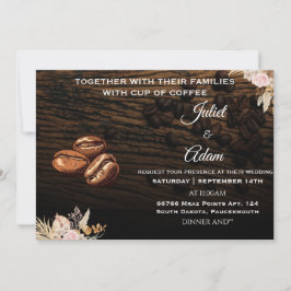 Bönor boho rustit modern elegant Coffee Bröllop Inbjudningar