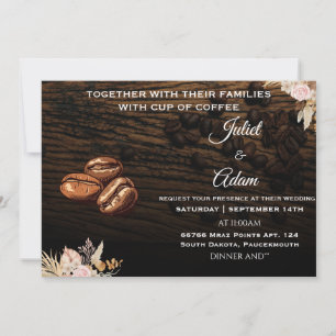 Bönor boho rustit modern elegant Coffee Bröllop Inbjudningar