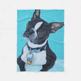 Bönor Boston Terrier-målning Fleecefilt