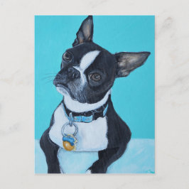 Bönor Boston Terrier-målning Vykort