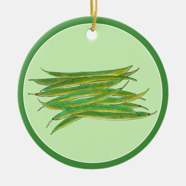 Bönor för inhemsk Grönt Grönsaker konserverade med Julgransprydnad Keramik (Framsidan)