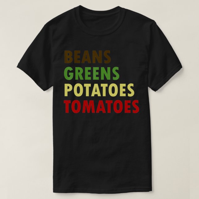 Bönor Grönt Thanksgiving för potatis, tomater T Shirt (Design framsida)