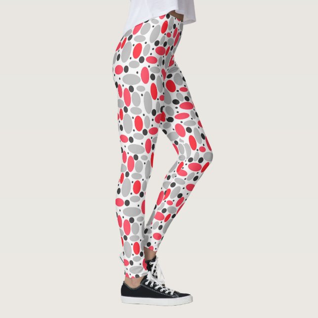 bönor och ärter (retro red grått white mönster) leggings (Höger)