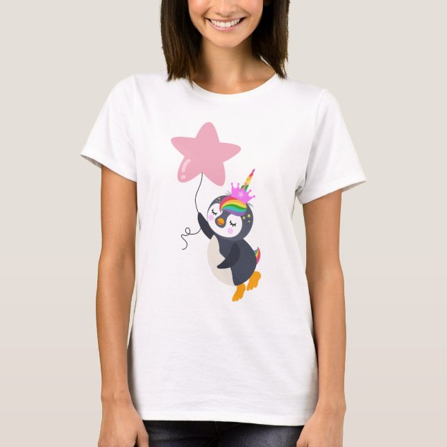 Bons sonhos pinguim unicórnio T-shirt (Framsida)