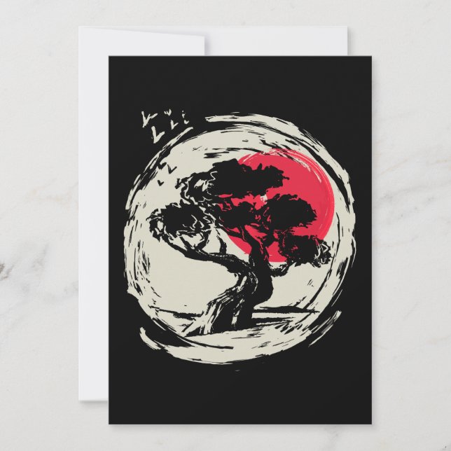 Bonsai Art Japansk solnedgång Inbjudningar (Framsida)