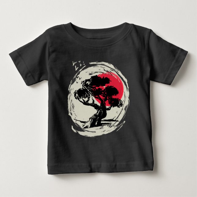 Bonsai Art Japansk solnedgång T Shirt (Framsida)
