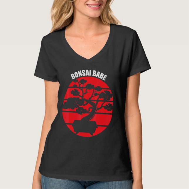 Bonsai Babe Japanska Träd Zen  Retro T Shirt (Framsida)