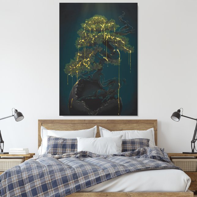 Bonsai från Guld Canvastryck (Insitu (sovrum))