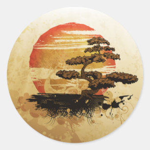 Bonsai i solen runt klistermärke